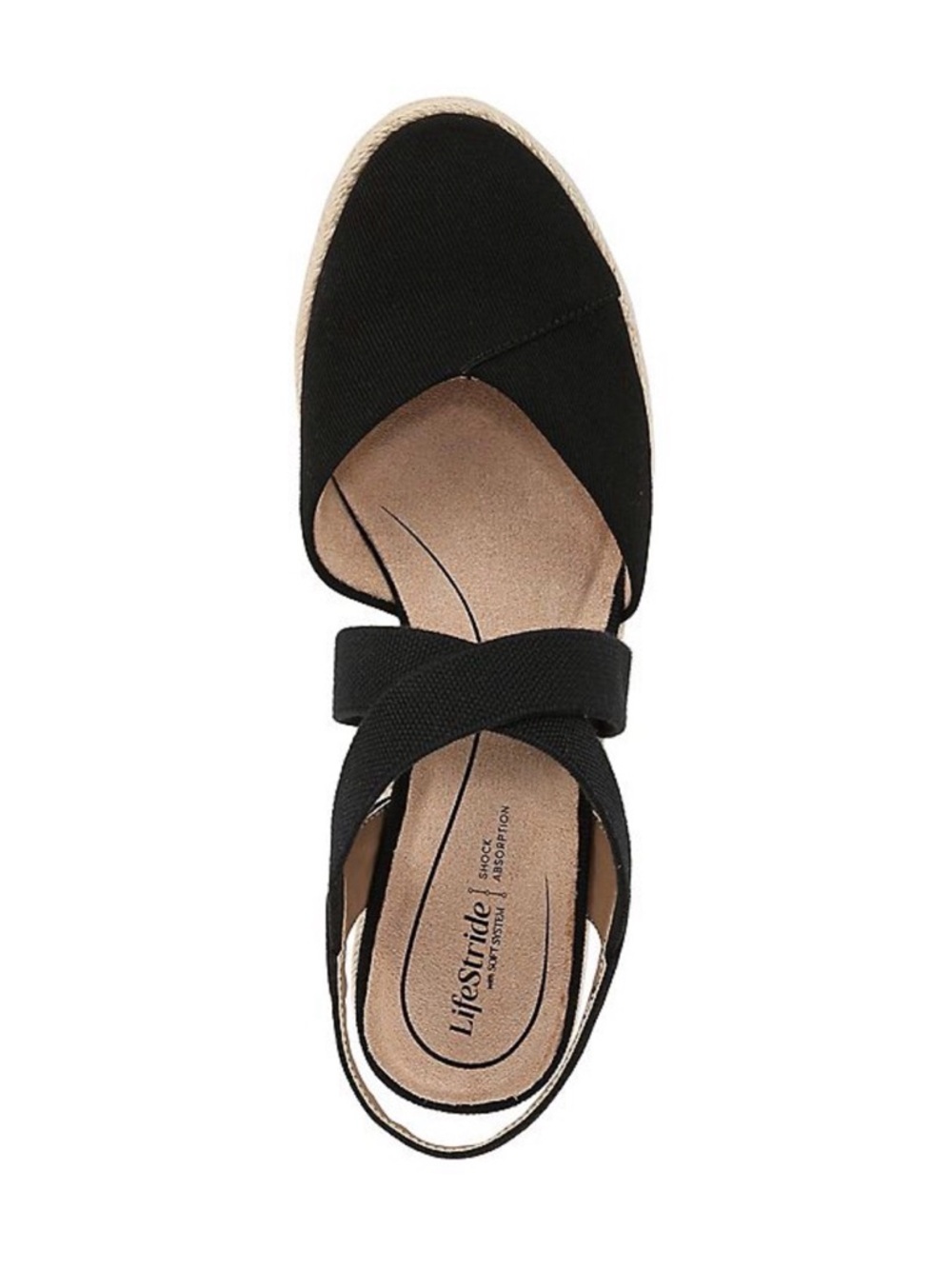 Life Stride Black Cross-Strap Espadrille